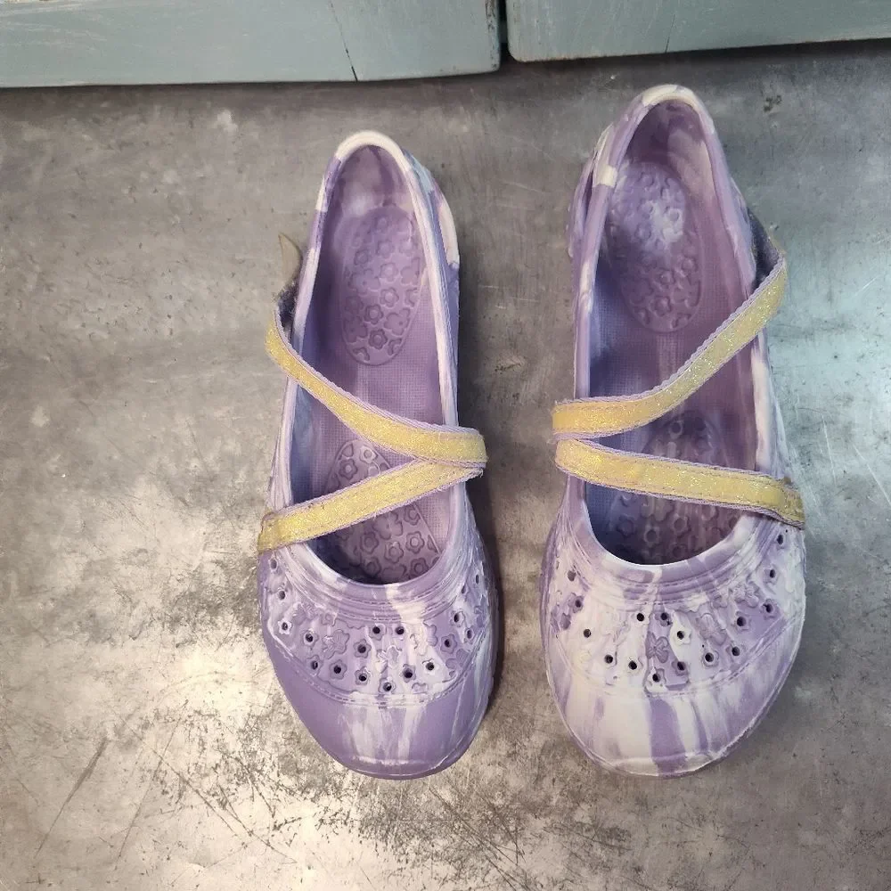 Purple & White Water Sports Sandals Shoes Hook & Loop Straps Size 3 Girls